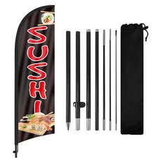 FSFLAG Sushi Feather Flag with Pole and Ground Stake 8FT Advertising Banner