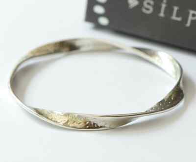 Silpada Textured Twisted Ribbon Sterling Silver Bangle Bracelet