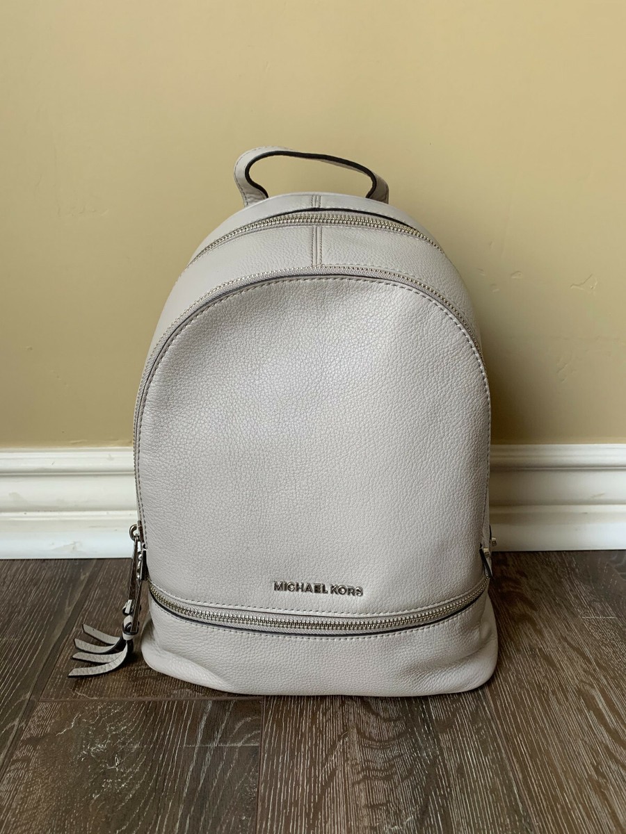 Michael Kors Large Gray Rhea Backpack in Pebbled Leather Rhea Medium Pebbled Leather Backpack in BLACK - Sale  main image 3