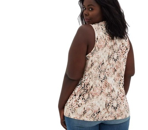Torrid Damen Krepp Strick Stehkragen Tank Top Creme Leopardenmuster Plus 3X - Bild 3 von 4