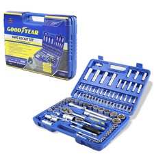 Goodyear 94PC 1/2" 1/4" Socket Set & Screwdriver Bit Torx Ratchet Case Tool Kit