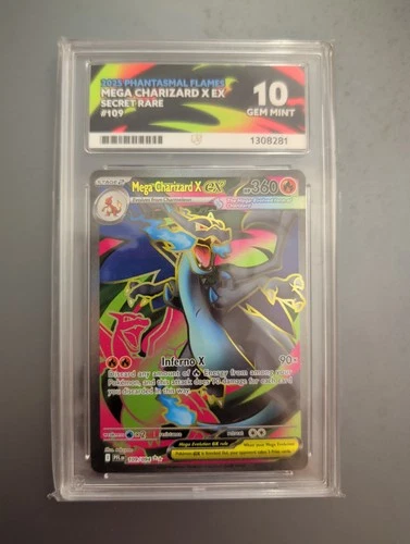 Mega Charizard X EX 109/094 Phantasmal Flames Ace Graded 10 Pokémon Card TCG
