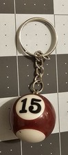 Single 15 Pool Ball Keychain Keyring New,  B3B7