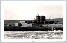 Postcard RPPC  Power House Surge Tanks Fort Randall Dam Pickstown SD