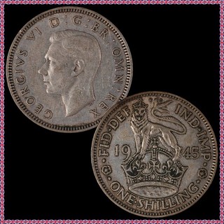 United Kingdom 1 Shilling 1945 KM#853 Silver .500 0.091 ASW