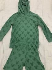 Disney Junior Boys Sweatshirt and Shorts Set Size 7 Green Mickey Mouse Unisex