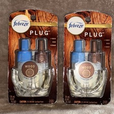Febreze Plug Scented Oil Refill Amber Oud Cedar 26mL 2-Pack Odor Eliminator