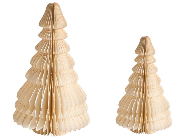 Dekofiguren 2Er Set WeihnachtsbäUme Wabenpapier Beige Weihnachtsdeko Skjoma-image