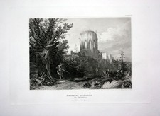 1840 - Samaria Ruin Hunter Palestine Israel Asia Engraving Steel Engraving