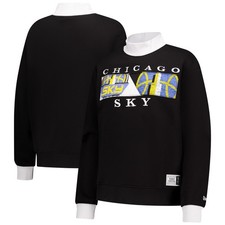 Women's New Era Black Chicago Sky Split Cropped Mock Neck Sweatshirt