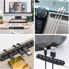Cable Organizer Silicone USB Cable Winder Desktop Tidy Management Clips