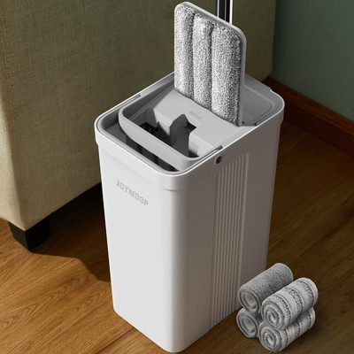 Flat Mop And Bucket Set With Wringer Long Handle Floor Cleaner