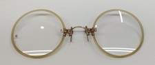 Antique Shur-on Gold Filled Celluloid Pince Nez Chartreuse Round Eyeglasses