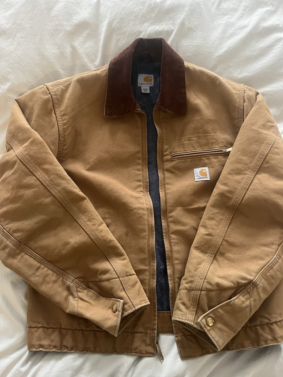 Carhartt Detroit Jacket Medium J001 BRN Blanket Lined USA Helmets