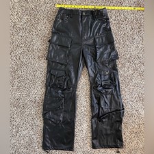 Fashion Nova Faux Leather Cargo Pants   Black  Straight Leg