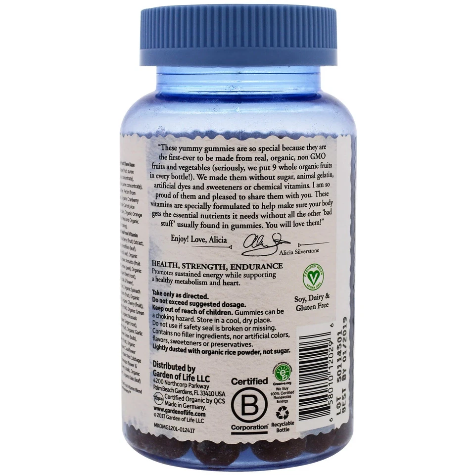 Organics, Men's Multi Gummies, Organic Berry, 120 Vegan Gummy Drops - Image 3 of 3