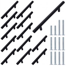 10PK Euro Bar Cabinet Handles 5 Inch Hole Center Matte Black Kitchen Drawer Pull