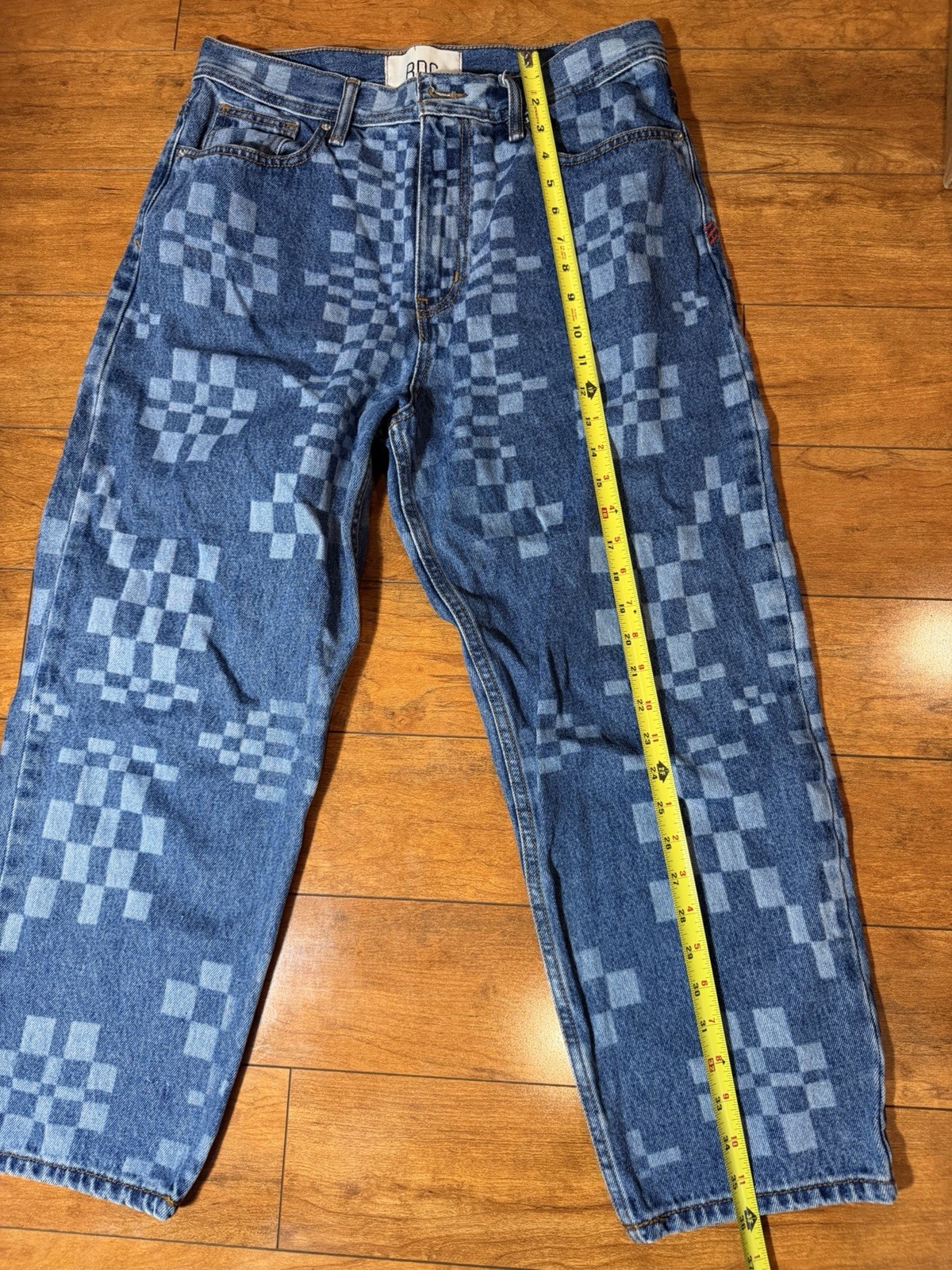 Urban Outfitters BDG Jeans Men's 32 x 30 Blue Denim Checkered Pockets Bow Fit