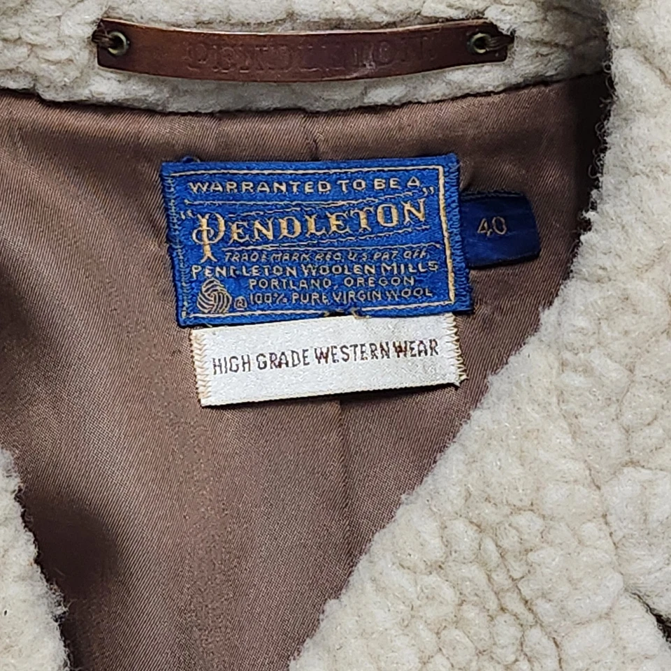 Vintage Pendleton High Grade Western Wear Wool Shearling Rancher Coat Men’s 40 - Image 2 of 4