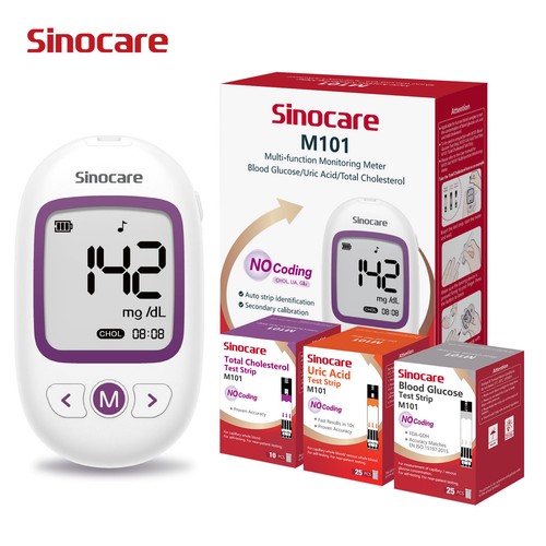 Blood Work Device Uric Acid, Blood Glucose and Cholesterol 3-in-1 Device Home Meter Test ...