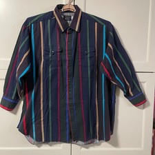 Panhandle Slim Mens Vintage Western Pearl Snap Shirt Striped Multi Color