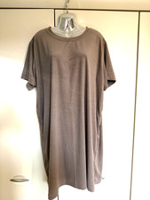 khaki mink brown velour  soft Towelling T shirt Dress18 20 H&M