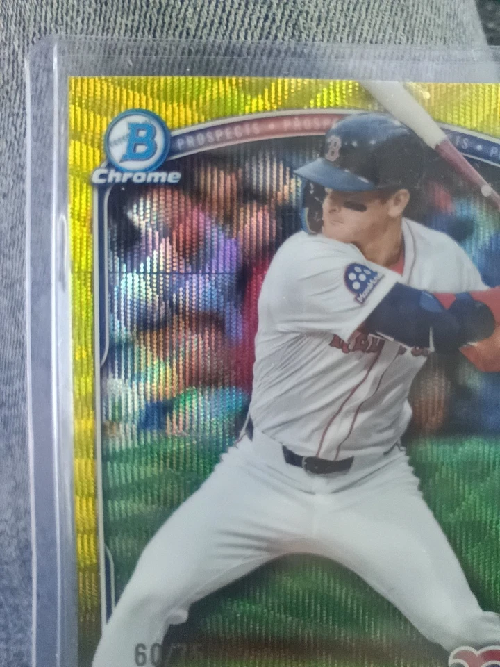 2025 Bowman Chrome Roman Anthony  Yellow Geometric Refractor  60/75 SP Red Sox - Image 4 of 4