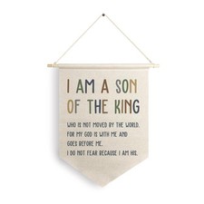 Qpenm I Am a Son of the King Hanging Wall Canvas Banner, Encourage Quote Hang...