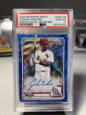 2020 Bowman Draft Jordan Walker Chrome Auto Blue Wave Refractor /150 PSA 10 MINT