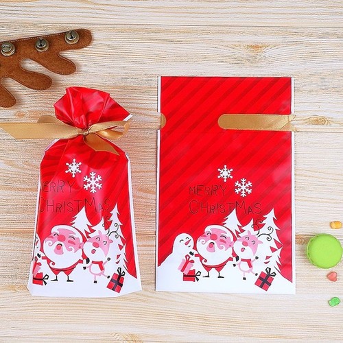 Bolsas de caramelos de Navidad para almacenamiento de galletas de aperitivos Papá Noel alce embalaje de plástico para hornear - Imagen 8 de 15