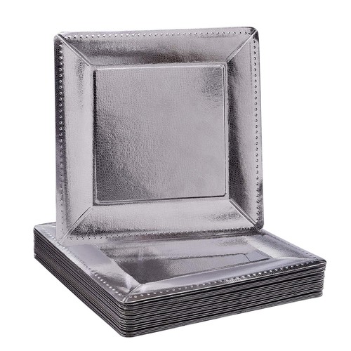 Elegant Disposable Square Charger Plates for Party - (10 PC) Heavy Duty Dispo...