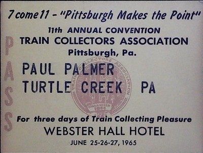 Train Collectors Association Convention Pittsburgh Webster Hall Hotel 25.06.1965