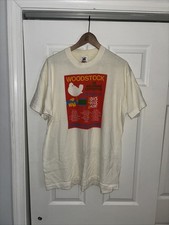Vintage 1994 Woodstock T Shirt XL 3 Days of Peace Music White Single Stitch