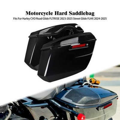 Black Hard Saddlebags Bags w/Keys Fits For Harley Street Glide FLHX 2024-2025