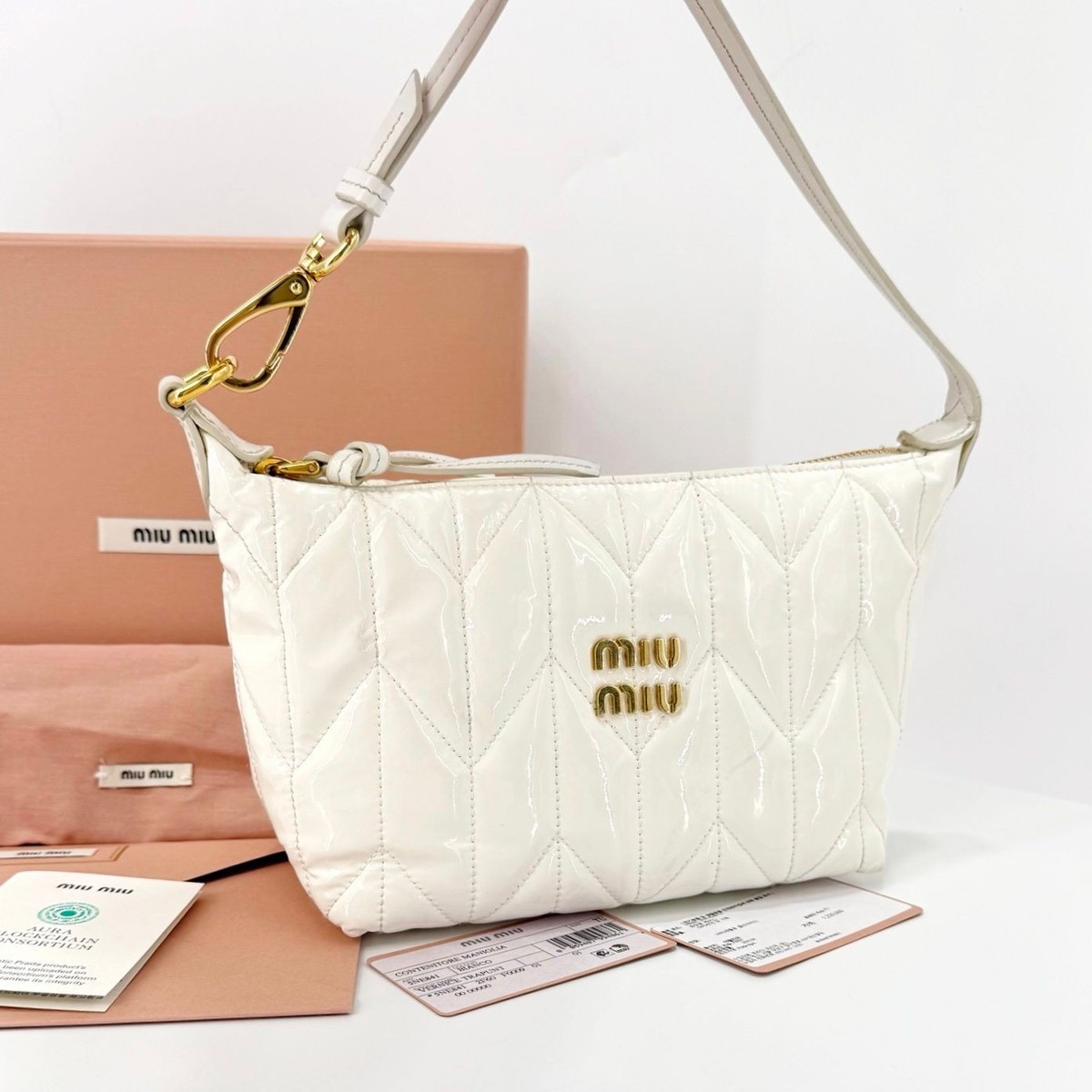 MIU MIU バッグ Miu Miu Patent Mini Shoulder Bag White 5NE841 140472080 | eBay