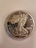 "WALKING LIBERTY" FIVE (5) OUNCE .999 FINE SILVER ROUND (GEM BRILLIANT)