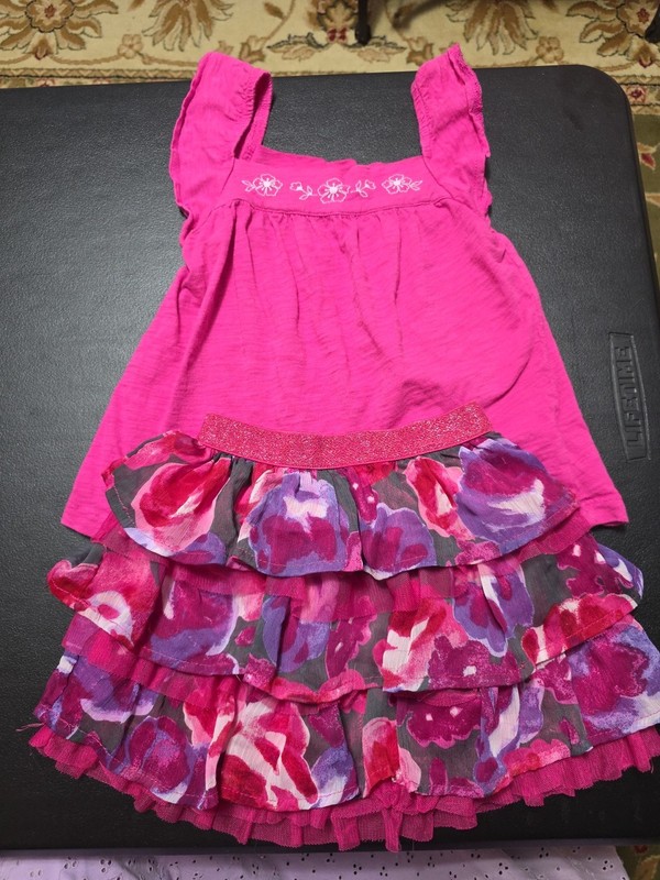 Girls Sz 4-5 Layered Skort And Tank Top Outfit