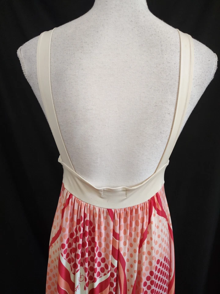 Maxi Vestido Vintage Y2K Baby Phat Op Art Rosa Blanco Jersey Círculo Correa Detalle L Foto 4 de 4