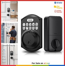 Keyless Entry Deadbolt Keypad Lock Matte Black 20 Codes Auto Lock IP54 Aluminum