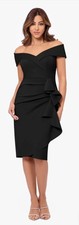Xscape Jessie Short Scuba Off the Shoulder Ruffle Dress NWOT Size 4 Black