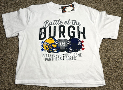 NEW Image One Duquesne vs Pitt NCAA Women's White Rivalry T-Shirt (Medium)