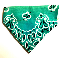 Over Collar Slide On Pet Dog Cat Bandana GREEN BANDANA  SMALL