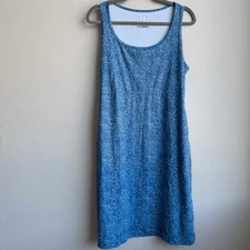 Columbia Size Large Omni Freeze Zero Cooling Dress Blue Print Sweat Activated