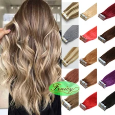 Invisible Tape In Human Hair Extensions 100%Real Rmey Russian Skin Weft Balayage