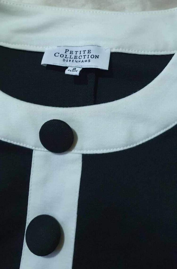 Debenhams Little Black Dress with white accent details Petite