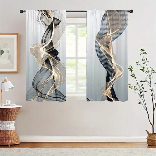2Pcs Luxury Abstract Line Window Curtain Drapes Bedroom Living Room Kitchen 84in - Picture 8 of 24