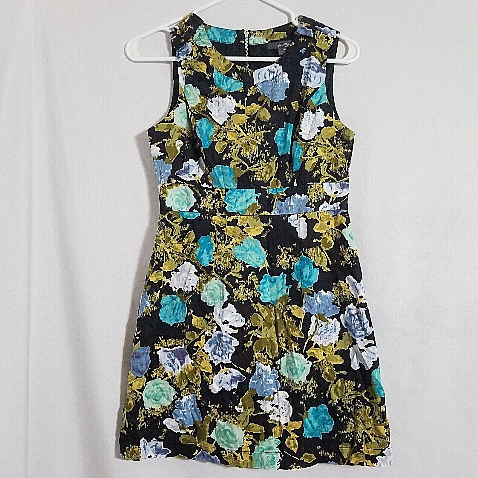 Twenty One 21 Black Blue Roses Party Dress Fully … - image 1