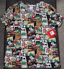 NWT Rudolph the Red Nosed Reindeer Comic Womens Scrub Top Size M