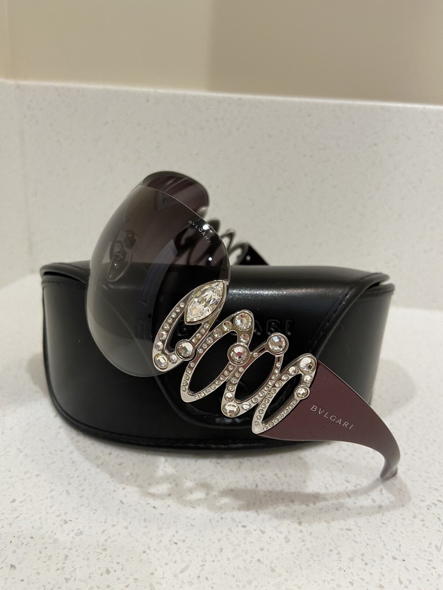 BVLGARI Burgundy Silver 6017-B Swarovski Crystals Shield