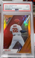 G503 2022 CHRONICLES JUAN SOTO PHOENIX #21 NEON ORANGE PSA 9 /19